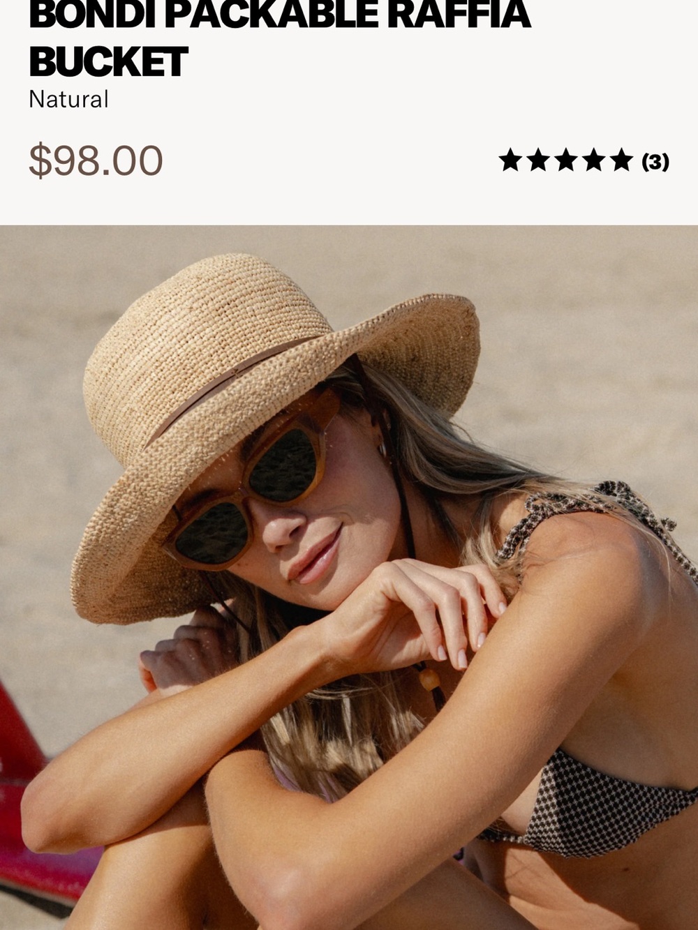 Packable Raffia Bucket Hat - Natural - Picture 2 of 5